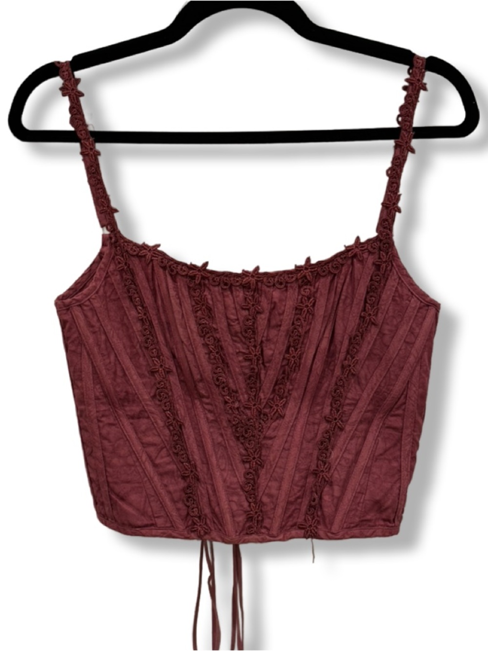 Women’s Vintage Lace-Trim Corset Cropped
